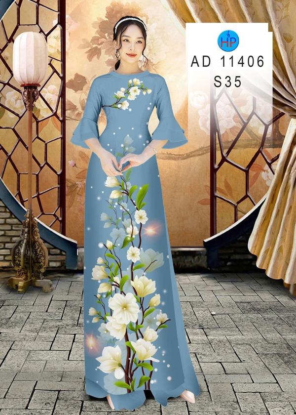 Vải Áo Dài Hoa In 3D AD 11406 48
